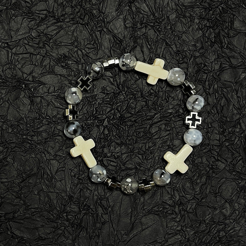 Wholesale Obsidian Cross Billiard Bracelet Beaded Bracelet